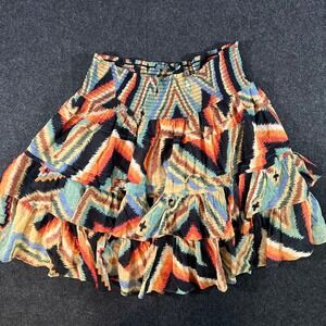 Lauren Ralph Lauren Skirt Womens 14 Multicolor Southwestern Tiered Ruffle Mini